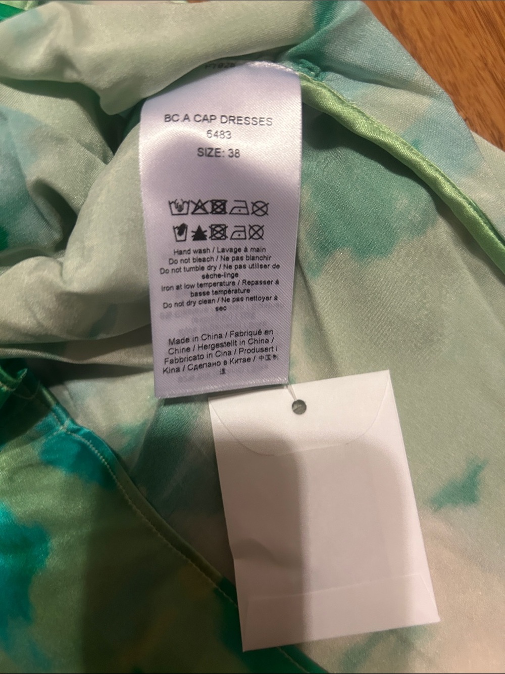 GANNI Ruched printed silk-blend satin mini dress Green Original Price $375 - Picture 7 of 8
